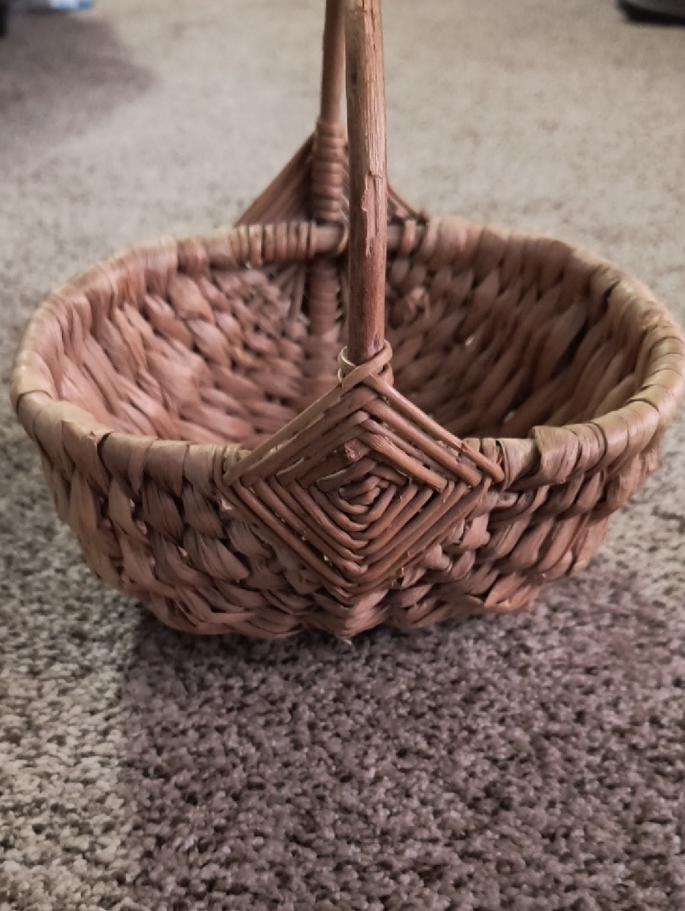 Handwoven Brown Wicker Basket with Carry Handle